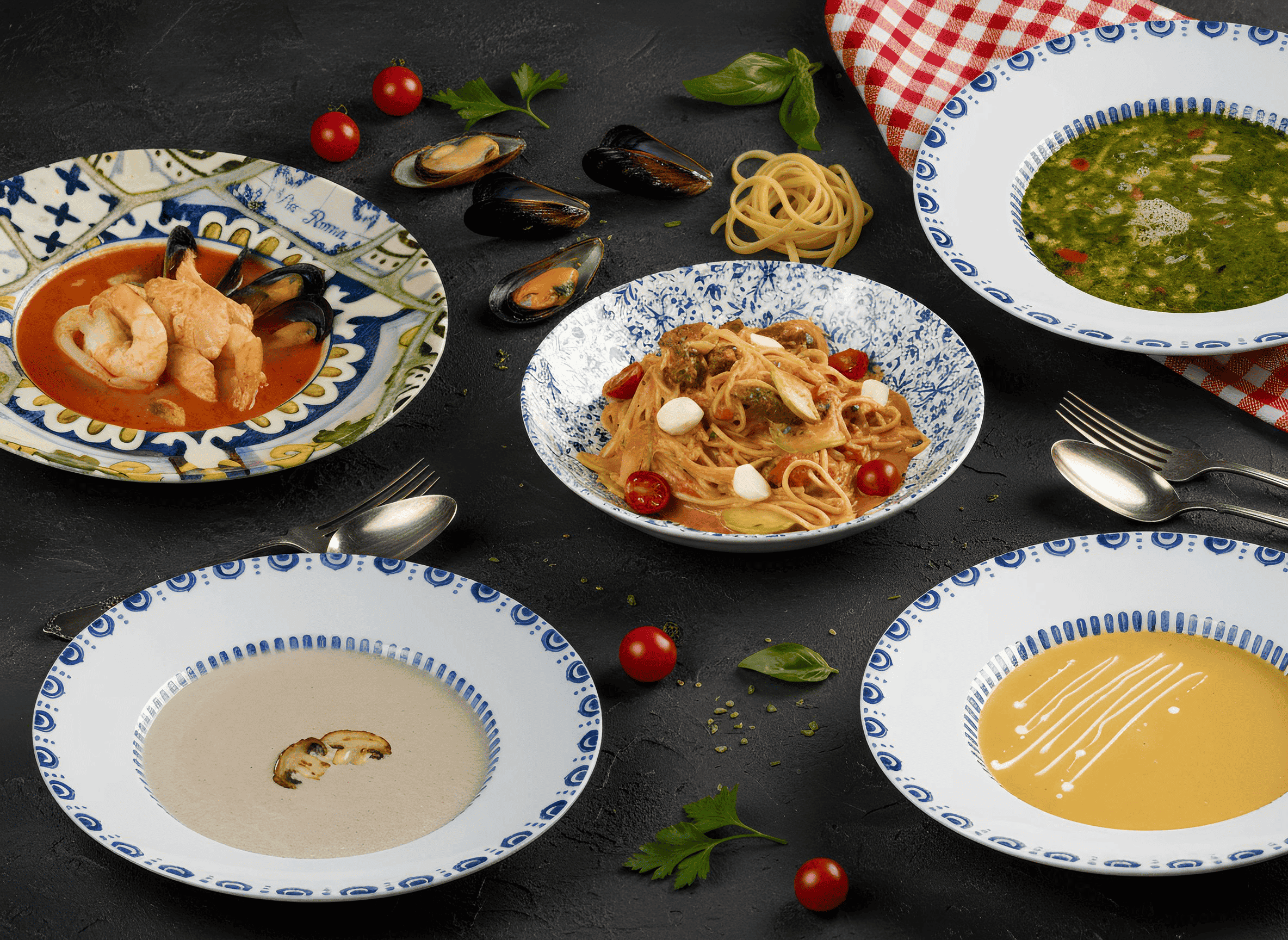 Тарелка пасты и морепродуктов